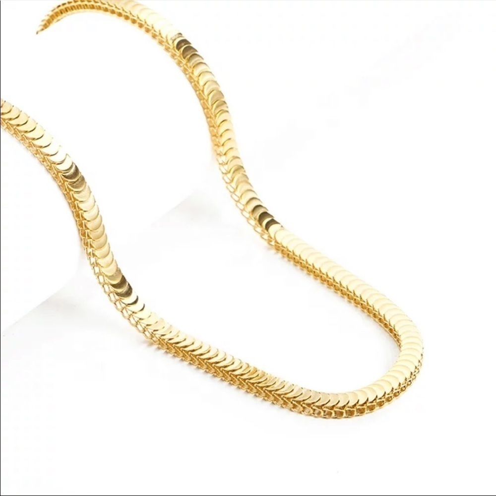 14K gold plated stainless steel snake link chain necklace 22 inches